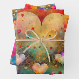 Hoja De Papel De Regalo Bonito El día de San Valentín de Corazones Vintage