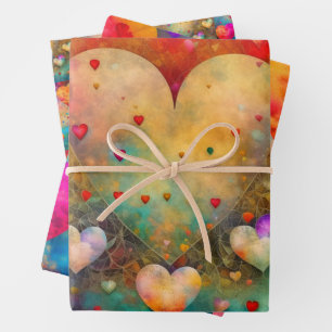 Hoja De Papel De Regalo Bonito El día de San Valentín de Corazones Vintage