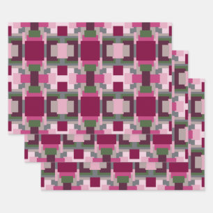 Hoja De Papel De Regalo Bonito En Bloque De Color Rosa Y Verde