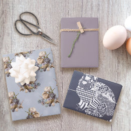 Hoja De Papel De Regalo Bonito en Morple Floral Easter Greetings