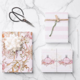 Hoja De Papel De Regalo Bonito femenina rosa pálido Perfume rayas y floral