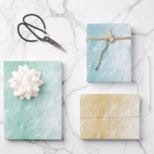 Hoja De Papel De Regalo Bonito Girly Mint Aqua Yellow Gold