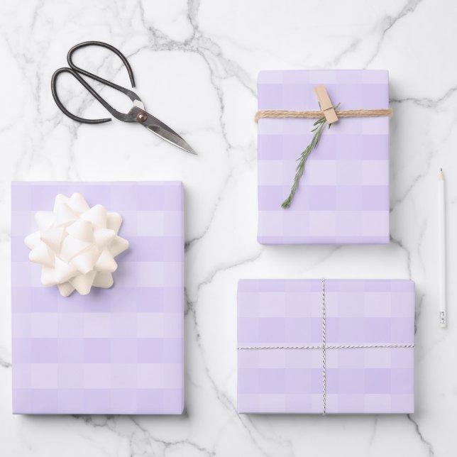 Hoja De Papel De Regalo Bonito Lavender Purple Gingham Pattern (Anverso)