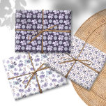 Hoja De Papel De Regalo Bonito Morado Acuarela patrón floral<br><div class="desc">Podrá realzar cualquier regalo con nuestro moderno envoltorio de regalo de diseño floral, añadiendo un toque especial a sus regalos. Este papel de envolvimiento de bonito incluye 3 florales de acuarela elegantes y coordinadas a partir de obras de arte originales. Los motivos de repetición en tonos violeta y azul son...</div>