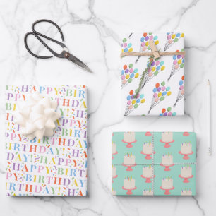 Hoja De Papel De Regalo Bonito Pastel Feliz cumpleaños