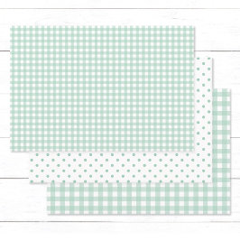 Hoja De Papel De Regalo Bonito Pastel Mint Green Gingham Check Polka Dots