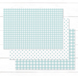 Hoja De Papel De Regalo Bonito Pastel Turquoise Gingham Check Polka Dots