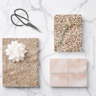 Hoja De Papel De Regalo Bonito Peach Brown Leopard Print