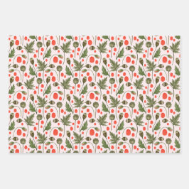 Hoja De Papel De Regalo Bonito Poppies Foliage Floral