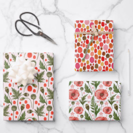 Hoja De Papel De Regalo Bonito Poppies Foliage Floral