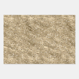 Hoja De Papel De Regalo Bonito Purpurina dorado Zebra Print Sparkle