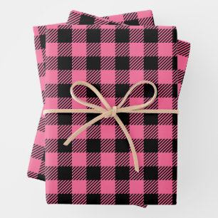 Hoja De Papel De Regalo Bonito Raspberry De Color Rosa Y Negro Tapado De B