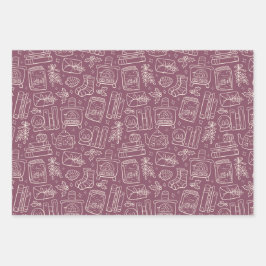 Hoja De Papel De Regalo Bookish Christmas Book Lover Winter Cottagecore