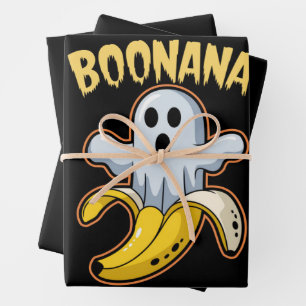 Hoja De Papel De Regalo Boonana Cute Ghost Banana Halloween