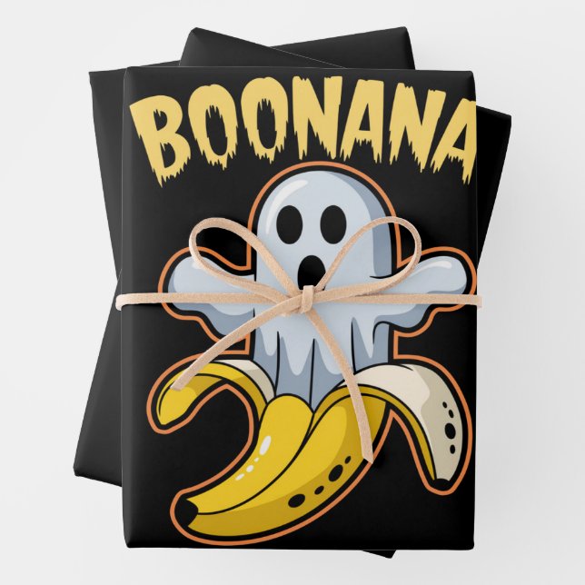 Hoja De Papel De Regalo Boonana Cute Ghost Banana Halloween (In situ)