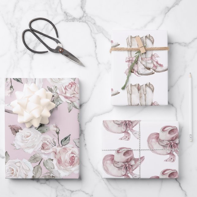 Hoja De Papel De Regalo Boots Boots de lechera floral rosa blanca (Anverso)