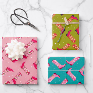 Hoja De Papel De Regalo Boots y flores de vaquero