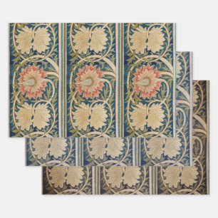 Hoja De Papel De Regalo Bordado de seda floral rosa de William Morris anti