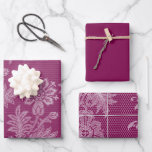 Hoja De Papel De Regalo Borgoña Floral Lace Bridal Shower<br><div class="desc">Borgoña Floral Lace Bridal Shower</div>