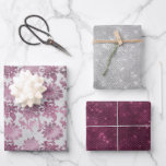 Hoja De Papel De Regalo Borgoña Red Silver Floral Sparkle Bridal Shower<br><div class="desc">Borgoña Red Silver Floral Sparkle Bridal Shower</div>