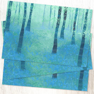 Hoja De Papel De Regalo Bosque con flores azules