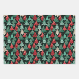 Hoja De Papel De Regalo Bosque de árbol de Navidad