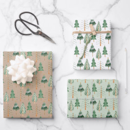 Hoja De Papel De Regalo Bosque de árbol de Navidad