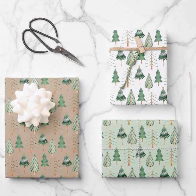 Hoja De Papel De Regalo Bosque de árbol de Navidad (Anverso)