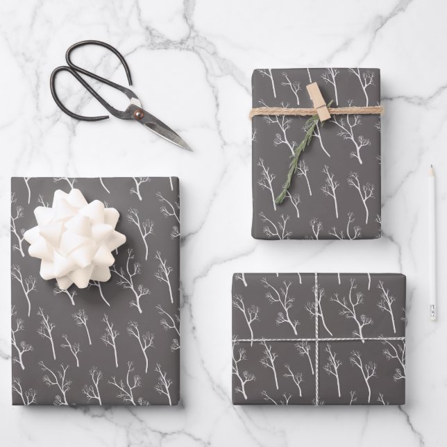 Hoja De Papel De Regalo Bosque gris oscuro (Anverso)