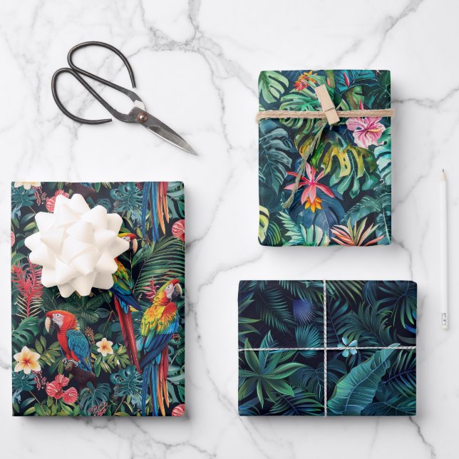 Hoja De Papel De Regalo Bosque tropical tropical (Anverso)