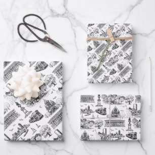Hoja De Papel De Regalo Boston Toile (Ed. de Aniversario) Negro/Blanco