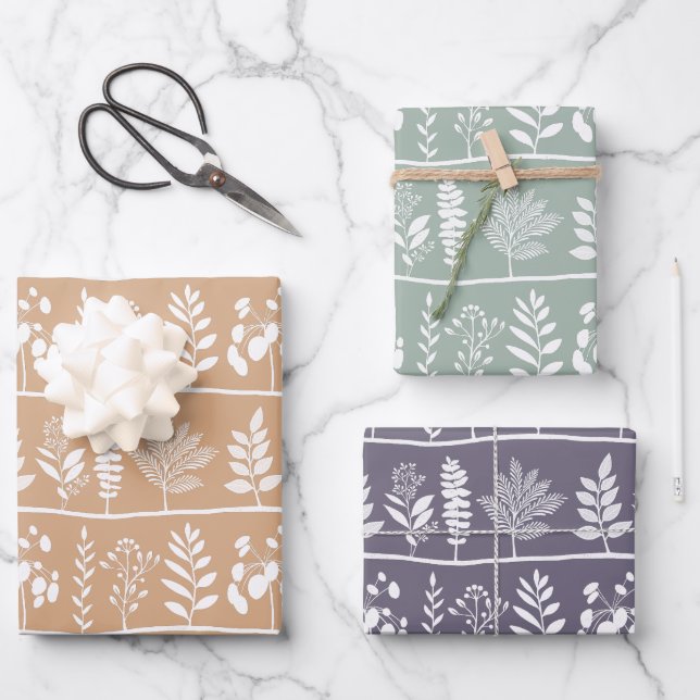 Hoja De Papel De Regalo Botanic Rhythm Botanical Silhouettes Set (Anverso)