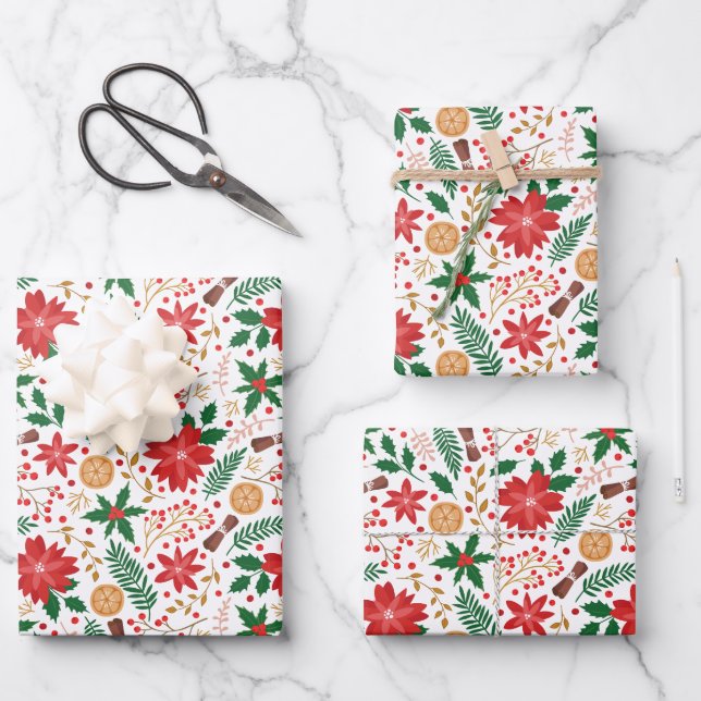 Hoja De Papel De Regalo Botanical Christmas  (Anverso)