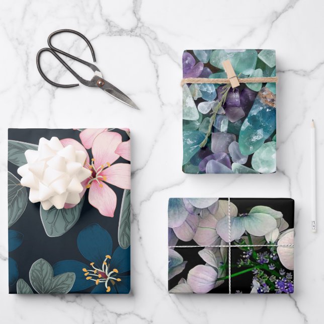 Hoja De Papel De Regalo Botánico Elegante (Anverso)