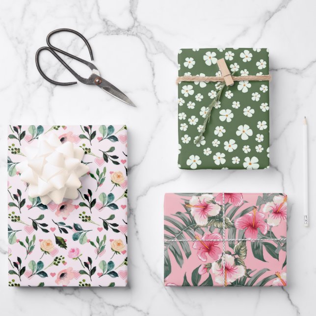 Hoja De Papel De Regalo Botánico Rubor Tropical 3 (Anverso)