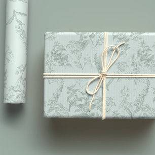 Hoja De Papel De Regalo Botánicos de flores de veneno verde pastoral y sal