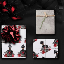 Hoja De Papel De Regalo Botella gótica perfume victoriana de moda con Rosa