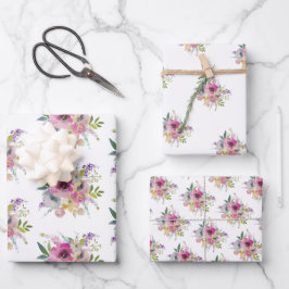 Hoja De Papel De Regalo Bouquet floral de Boho rosa bonito