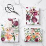 Hoja De Papel De Regalo Bouquets florales de estilo rústico<br><div class="desc">Hermosos ramos de acuarelas y elementos florales con encanto rústico y elegancia informal, estas sábanas de papel envolvente combinan elementos florales a la par con una variedad de formas para hacer que sus paquetes de regalo luzcan todos vestidos para la ocasión. Los colores incluyen el vino de Borgoña, el naranja...</div>