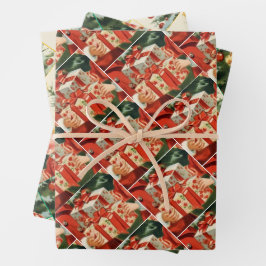 Hoja De Papel De Regalo Boy and girl giving each other Christmas presents