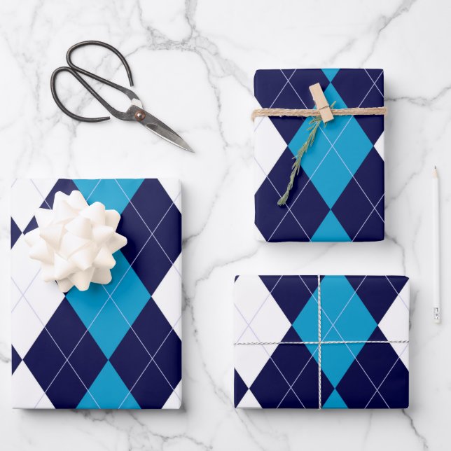 Hoja De Papel De Regalo BoyBand Argyle (Anverso)