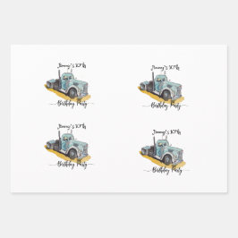 Hoja De Papel De Regalo Boys Birthday Party Blue Semi Truck