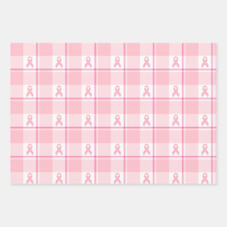 Hoja De Papel De Regalo Breast Cancer Awareness Plaid Wrapping Paper, Pink