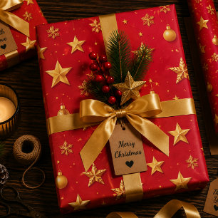 Hoja De Papel De Regalo Brilla Navidad Estrellada