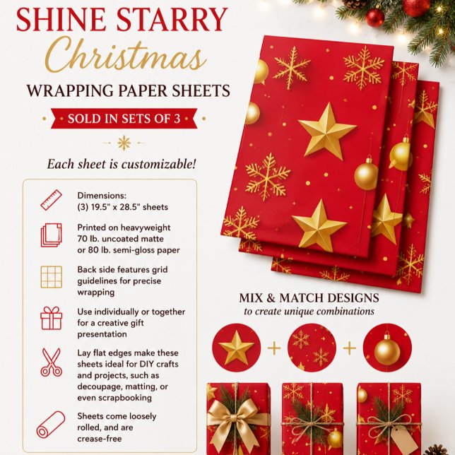 Hoja De Papel De Regalo Brilla Navidad Estrellada (Subido por el creador)