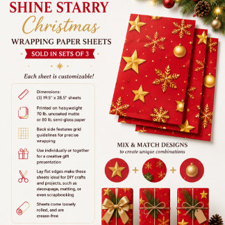 Hoja De Papel De Regalo Brilla Navidad Estrellada