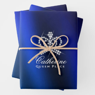 Hoja De Papel De Regalo Brillante Corona Azul Real