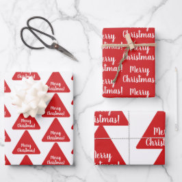 Hoja De Papel De Regalo Brillante Rojo Feliz Navidad Patrón moderno