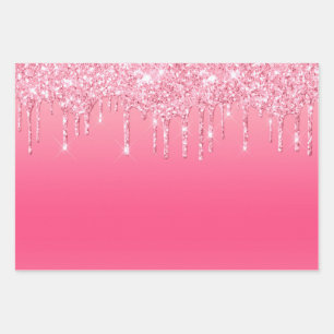 Hoja De Papel De Regalo Brillante Rosa Chic Moderno Femenino Tendencia