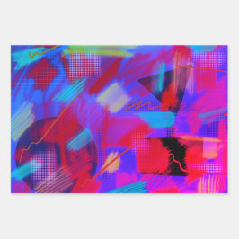 Hoja De Papel De Regalo Brillante y alegre abstracto arte digital 3 colore